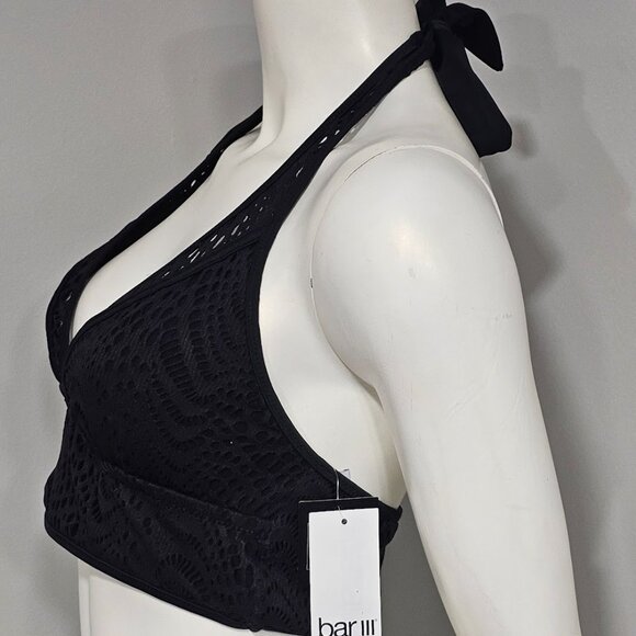 Bar III Crochet Longline Halter Bikini Top - Picture 3 of 9